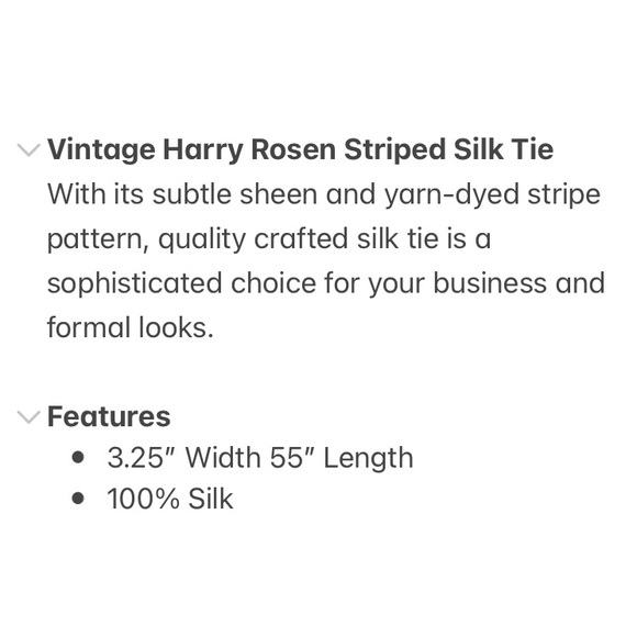 Vintage Harry Rosen Striped Silk Tie In Navy / Tan - Picture 7 of 8